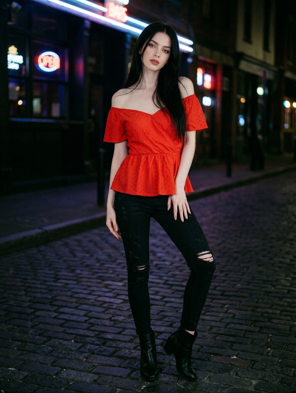 Grace Karin Red Eyelet Peplum Wrap Top XL | Cottagecore Romantic Boho Flutter